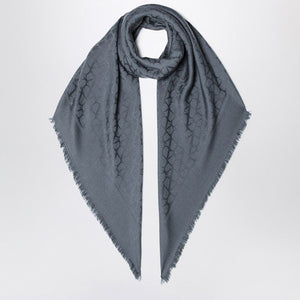 VALENTINO GARAVANI Elegant Stone Grey Wool-Silk Stole with Jacquard Detail