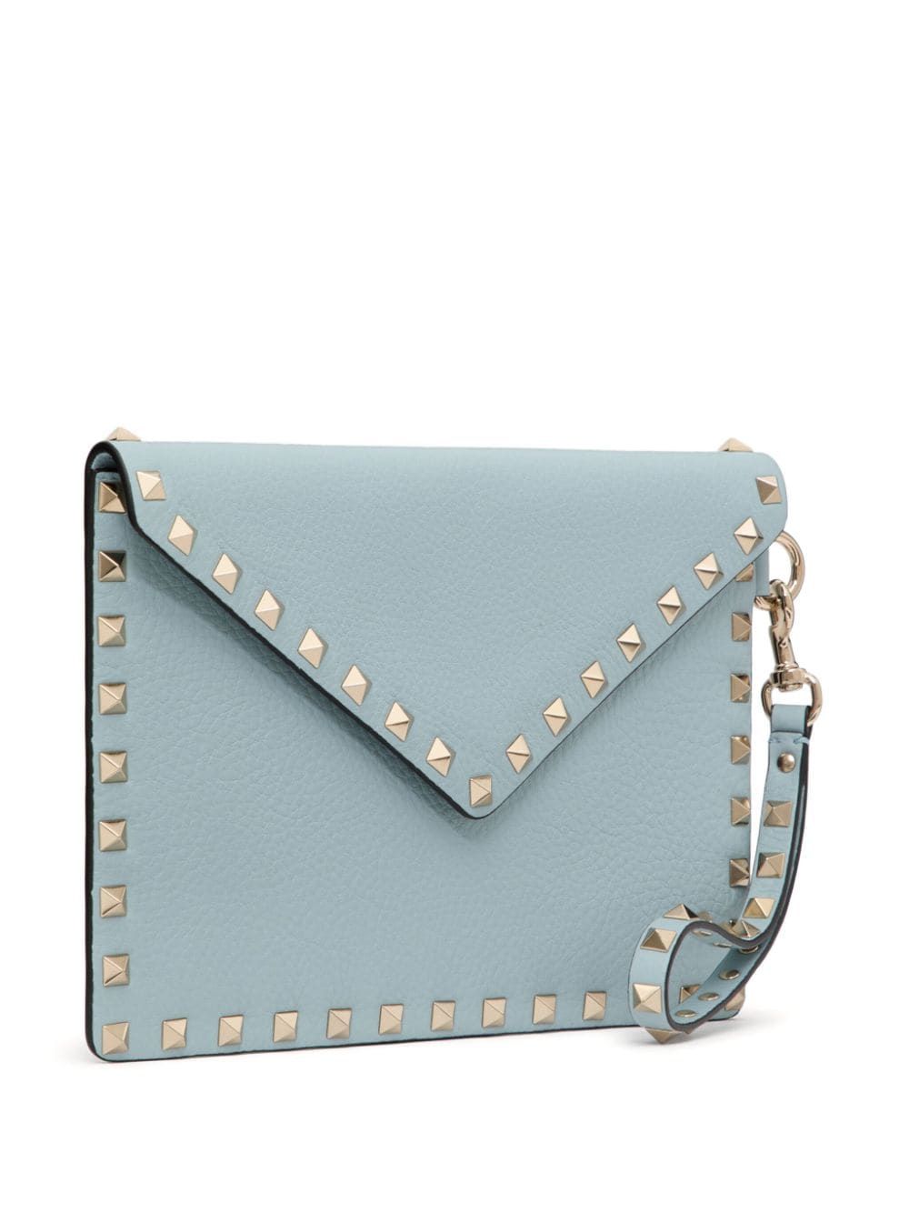 VALENTINO Women's Porcelain Blue Calf Leather Medium Rockstud Flat Pouch - FW24