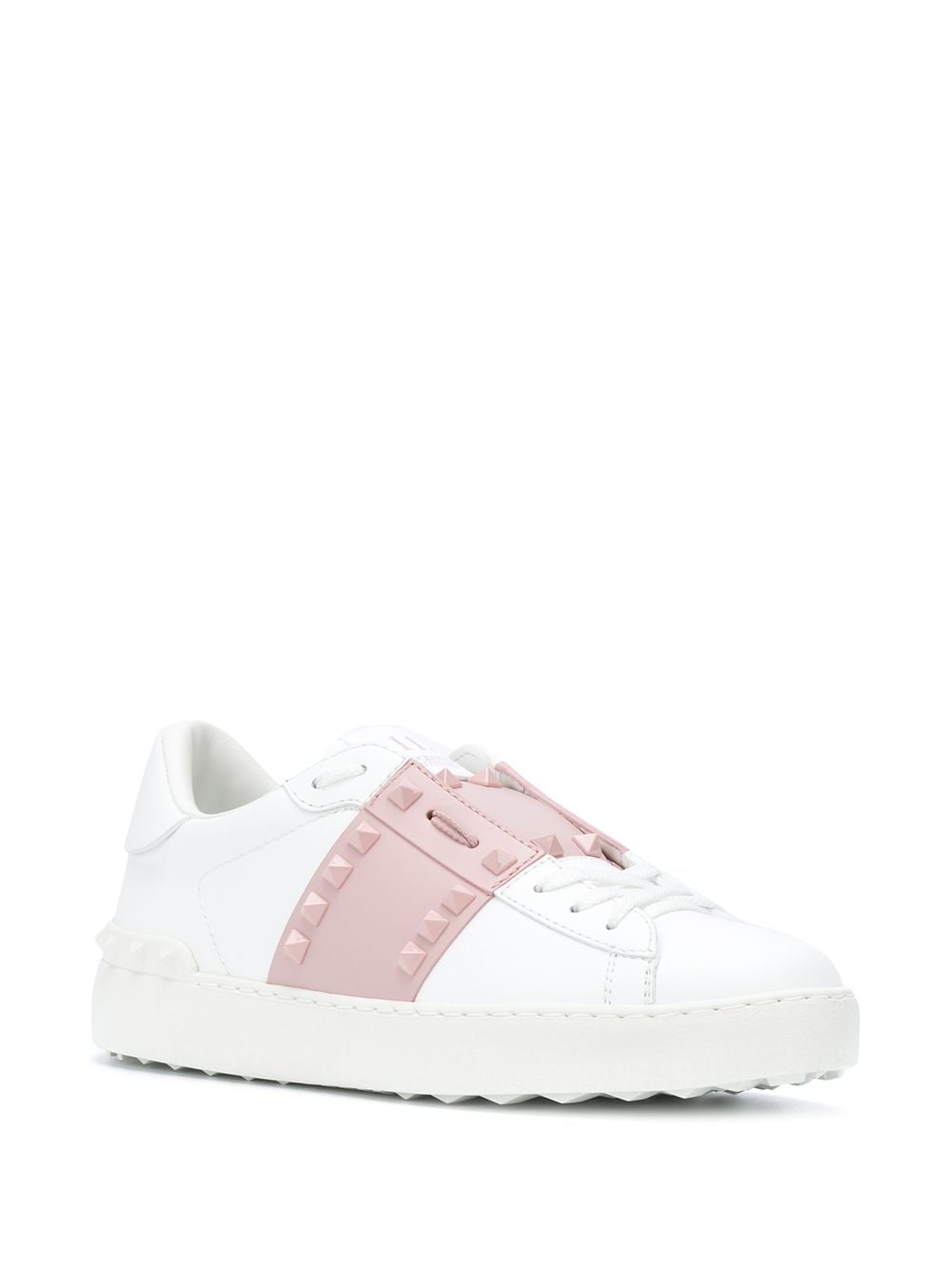 VALENTINO GARAVANI Rockstud Untitled Leather Sneakers in Pink