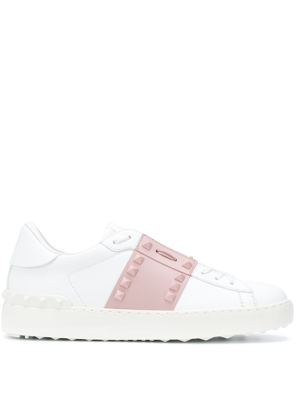 VALENTINO GARAVANI Rockstud Untitled Leather Sneakers in Pink