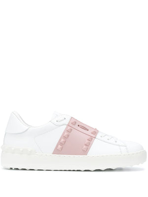 VALENTINO GARAVANI Rockstud Untitled Leather Sneakers in Pink