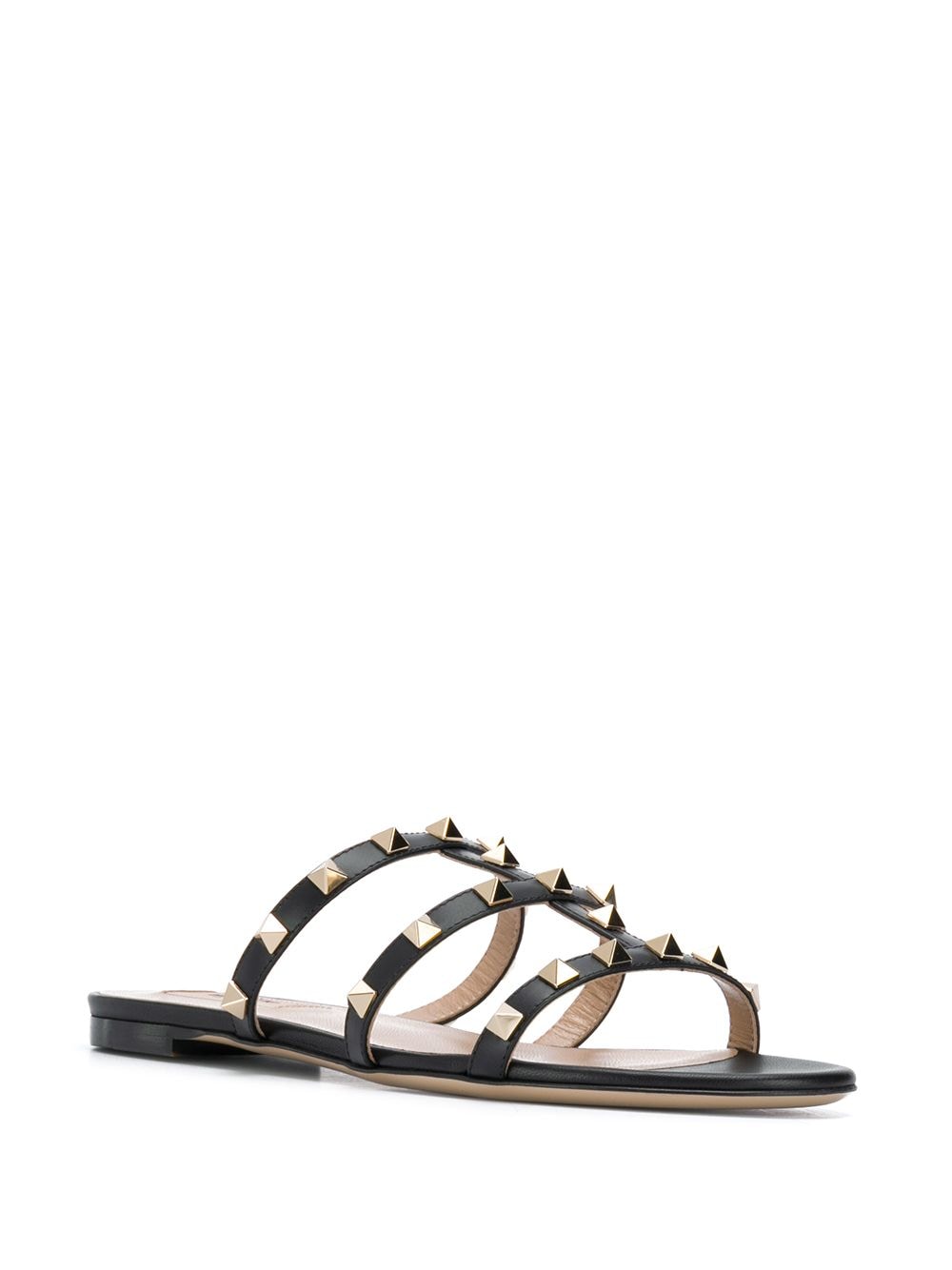 VALENTINO GARAVANI Studded Elegance Leather Flat Sandals