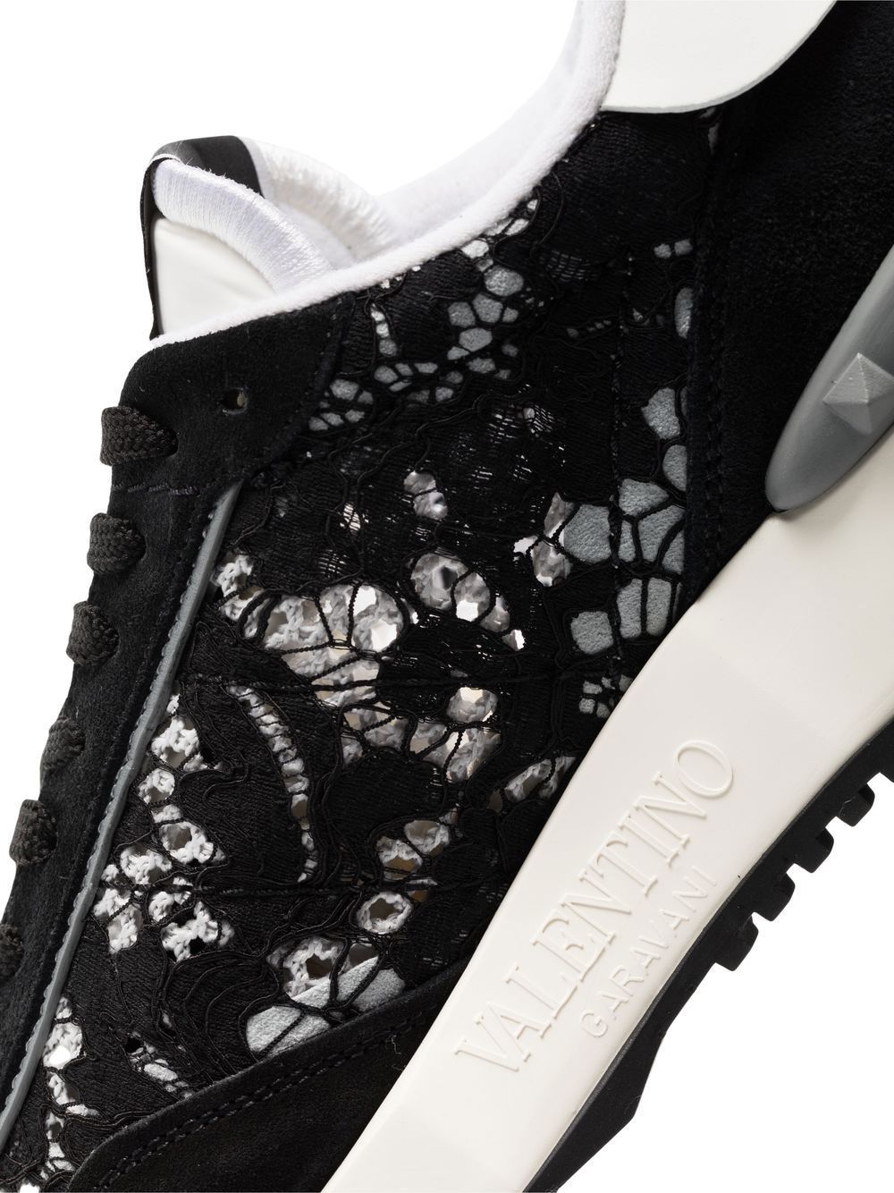 VALENTINO Elegant Lace-Detail Sneakers with White Heel for Women