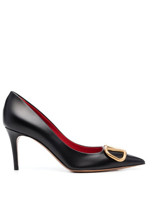 VALENTINO GARAVANI Signature 85mm Black Leather Pumps