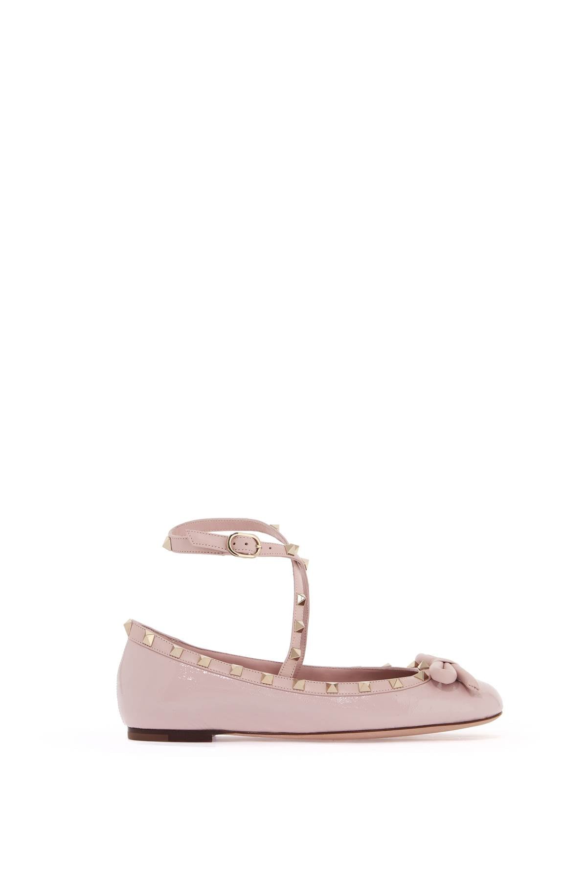 VALENTINO GARAVANI Glossy Patent Leather Rockstud Ballerina Flats