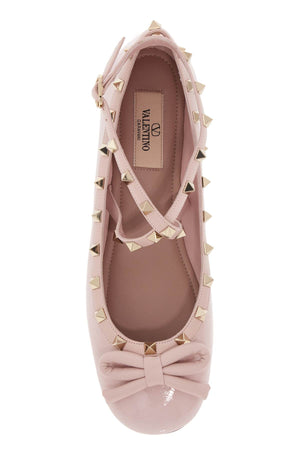 VALENTINO GARAVANI Glossy Patent Leather Rockstud Ballerina Flats