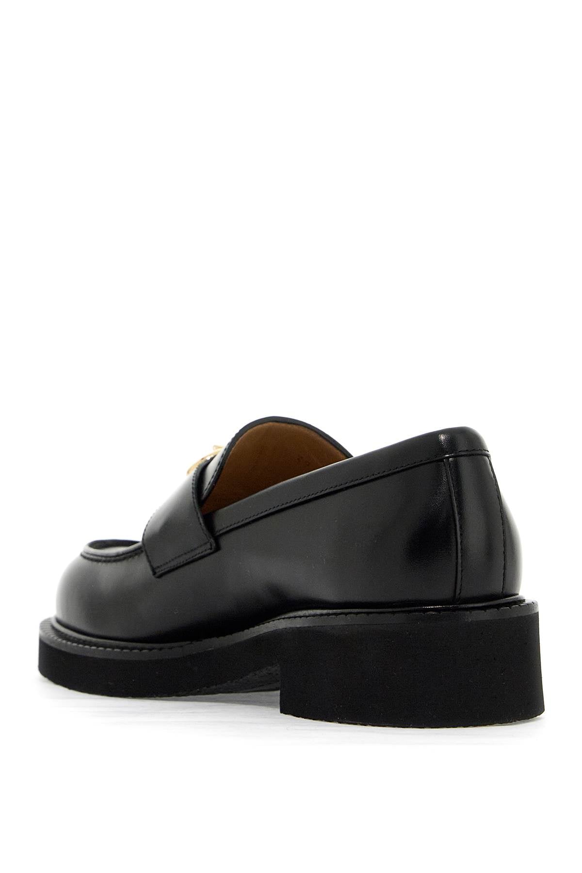 VALENTINO GARAVANI Elegant Black Leather Loafers with VLOGO Clasp