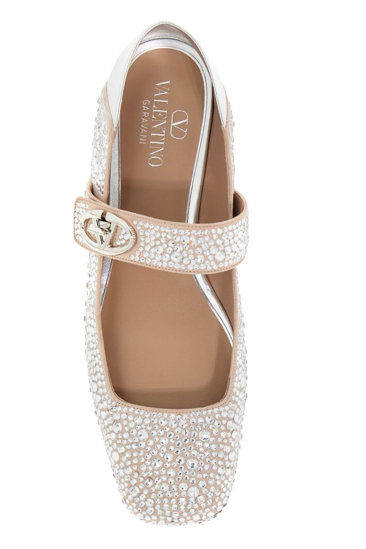 VALENTINO GARAVANI Crystal-Embellished Suede Mary-Jane Flats