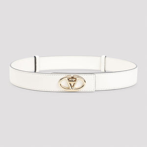 VALENTINO GARAVANI Elegant Nude Leather VLogo Belt, 3cm