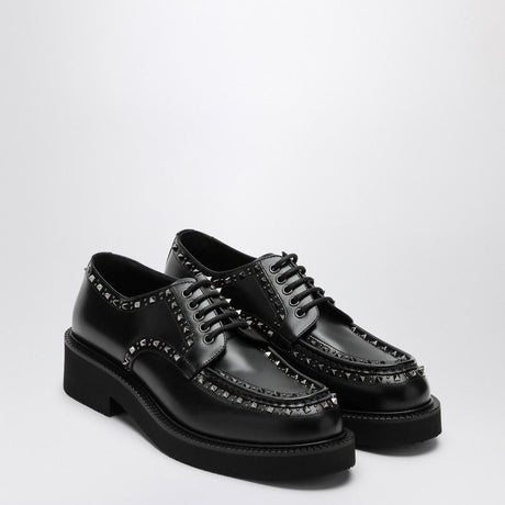 VALENTINO GARAVANI Men's Black Derby Dress Shoes with Mini Studs