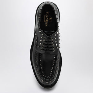 VALENTINO GARAVANI Men's Black Derby Dress Shoes with Mini Studs