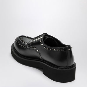 VALENTINO GARAVANI Men's Black Derby Dress Shoes with Mini Studs