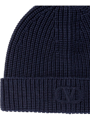 VALENTINO Signature V Logo Wool Beanie