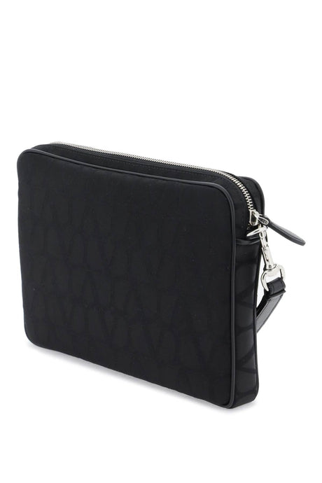 VALENTINO GARAVANI Sleek Black Iconographe Mini Pouch Handbag