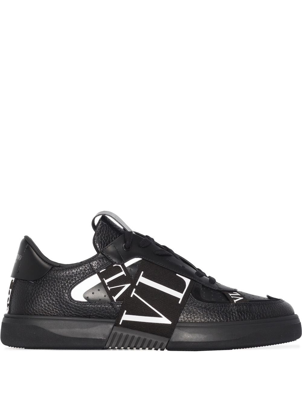 VALENTINO GARAVANI Contemporary Black Leather Sneakers with Logo Accent