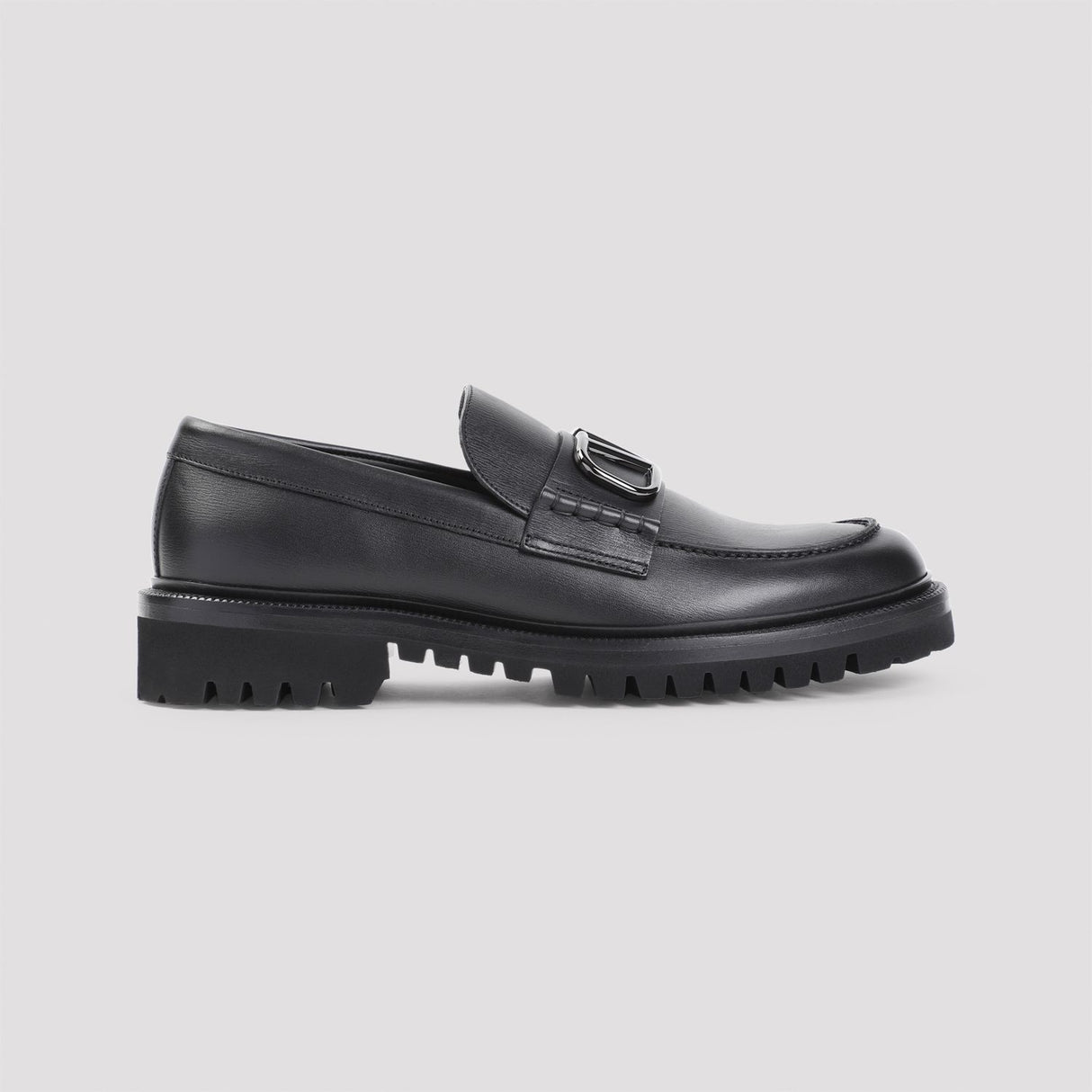 VALENTINO GARAVANI Luxury Black Leather Loafers with 1.6-inch Heel