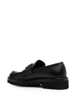 VALENTINO GARAVANI Signature VLogo Black Leather Loafers