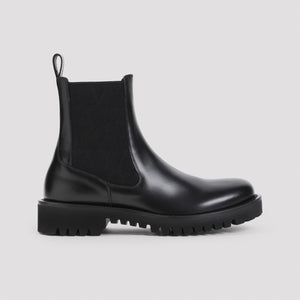 Giày Boots Da Bóng Màu Đen Cổ Ngắn, Đế Cao Su 3cm