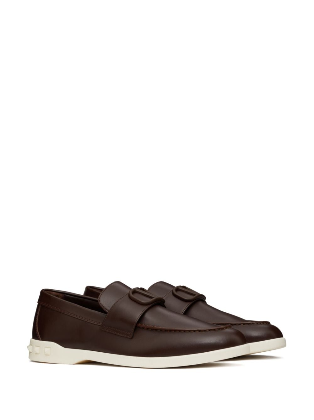 VALENTINO GARAVANI Leisure Flow Brown Leather Slip-On Sneakers