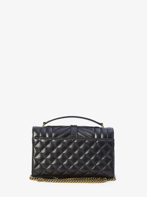 SAINT LAURENT YSL Shoulder Bag in Black Lamb Skin and Leather for Women