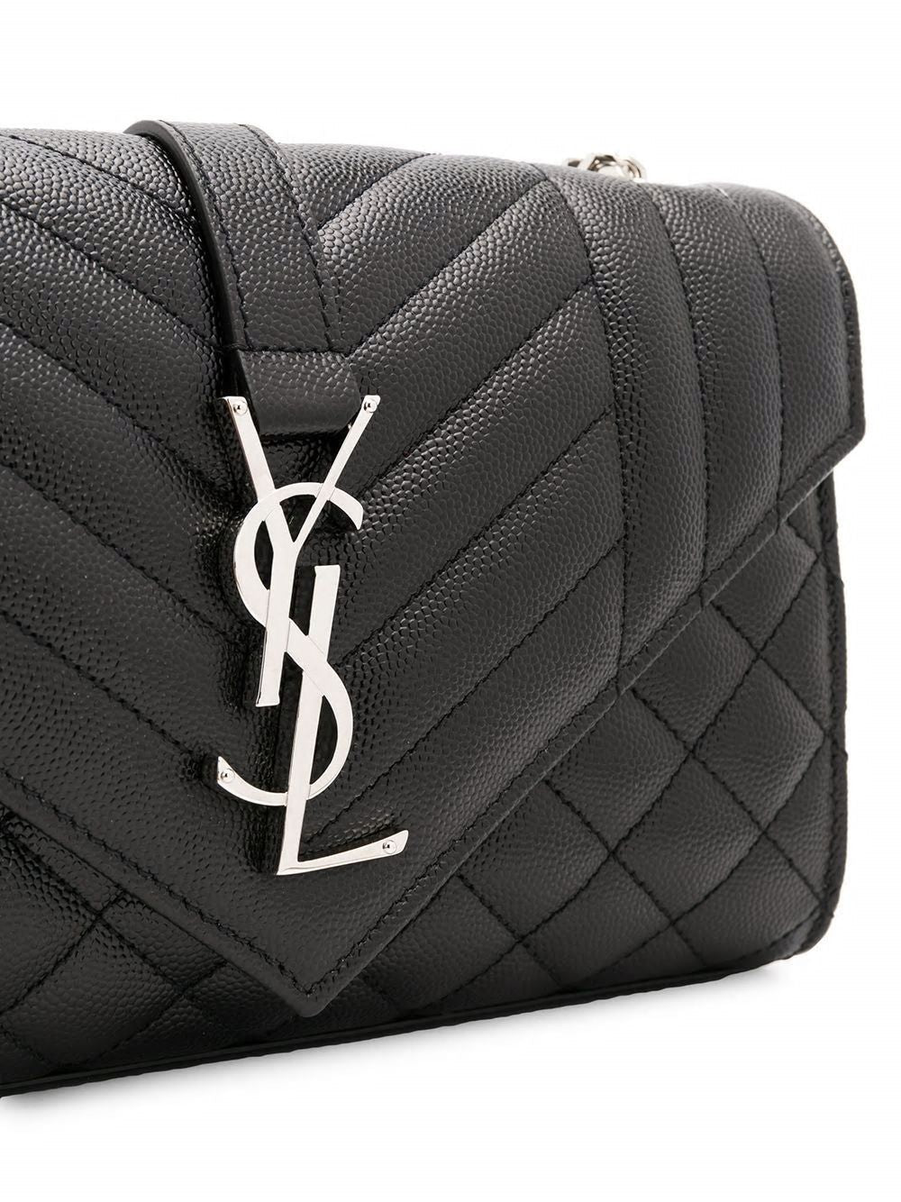 SAINT LAURENT Mini Crossbody Handbag with Silver Logo Accents