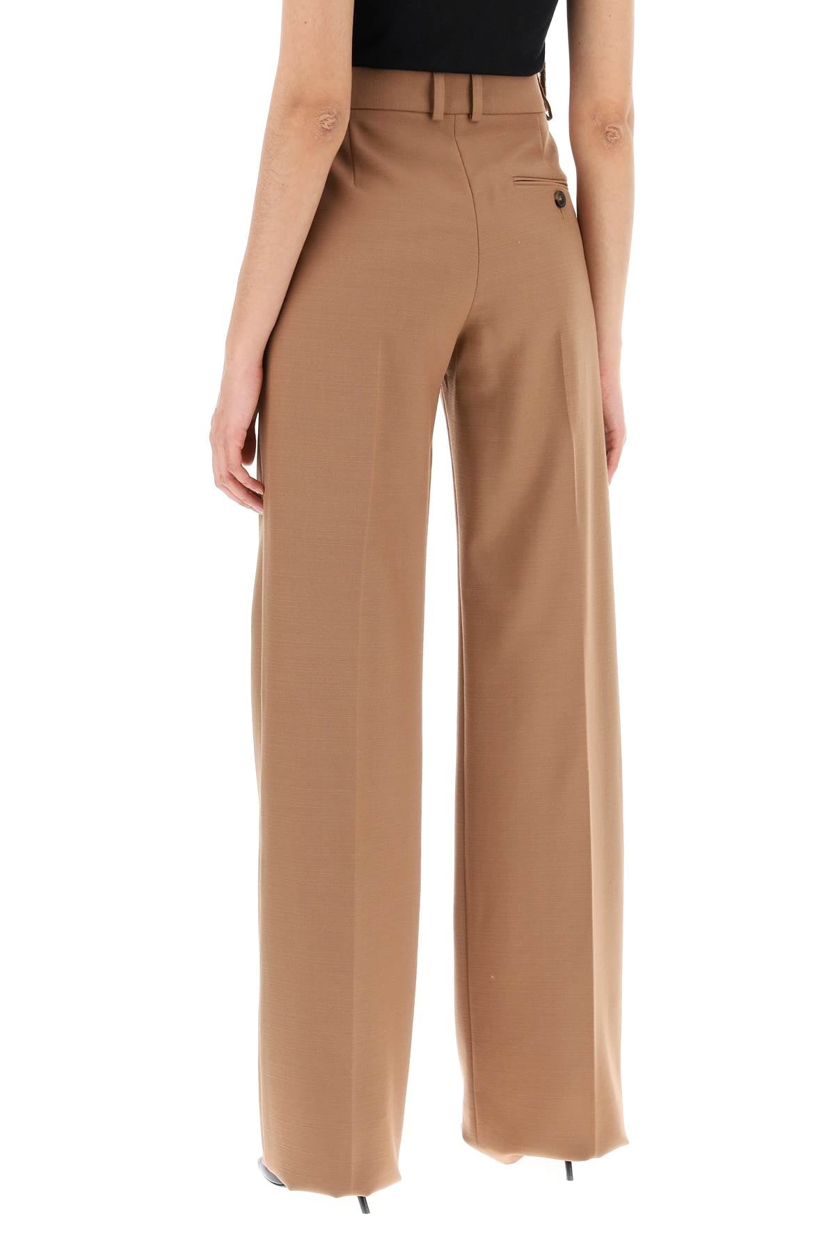 STELLA MCCARTNEY Straight Flamed Wool Trousers for Women in Brown