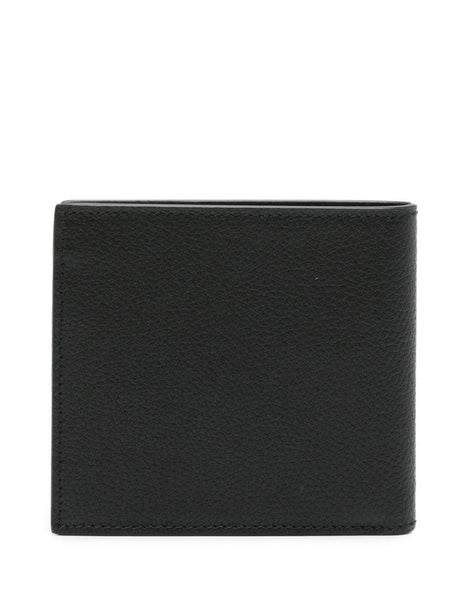 ALEXANDER MCQUEEN Men's Black Leather Square Wallet with Graffiti Logo Print