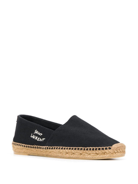 SAINT LAURENT Black Canvas Espadrilles for Men - Round Toe, Carryover, Supplier SKU 6059511P210_1000