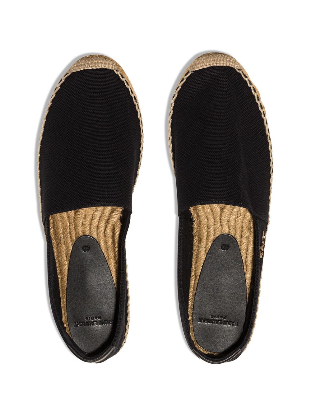 SAINT LAURENT Black Canvas Espadrilles with Logo Detail