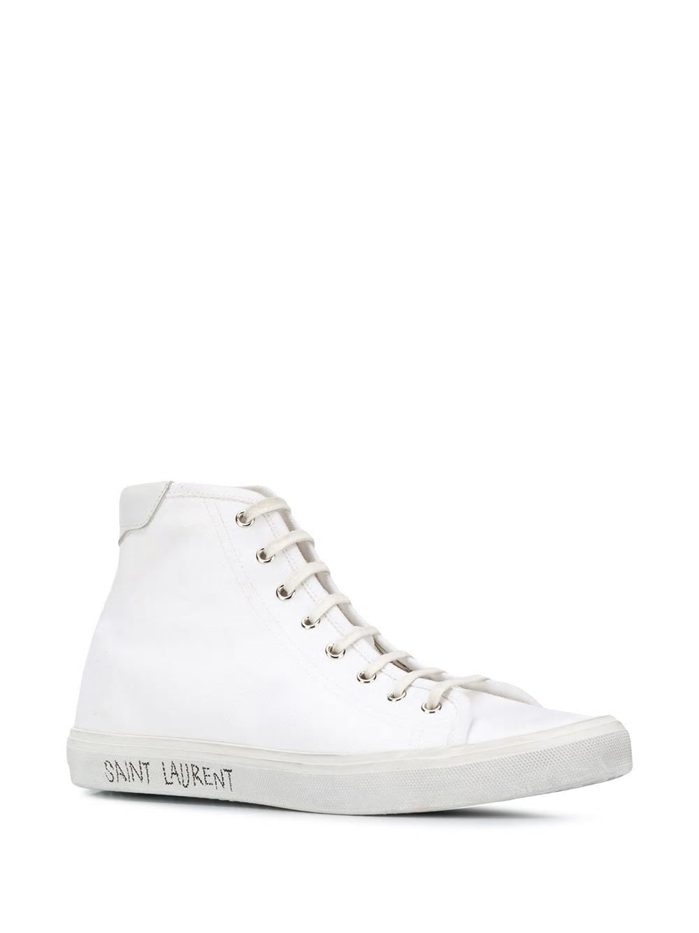 SAINT LAURENT Men's White Canvas High-Top Sneakers for FW23