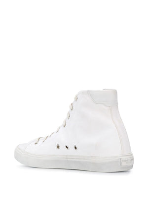 SAINT LAURENT Men's White Canvas High-Top Sneakers for FW23