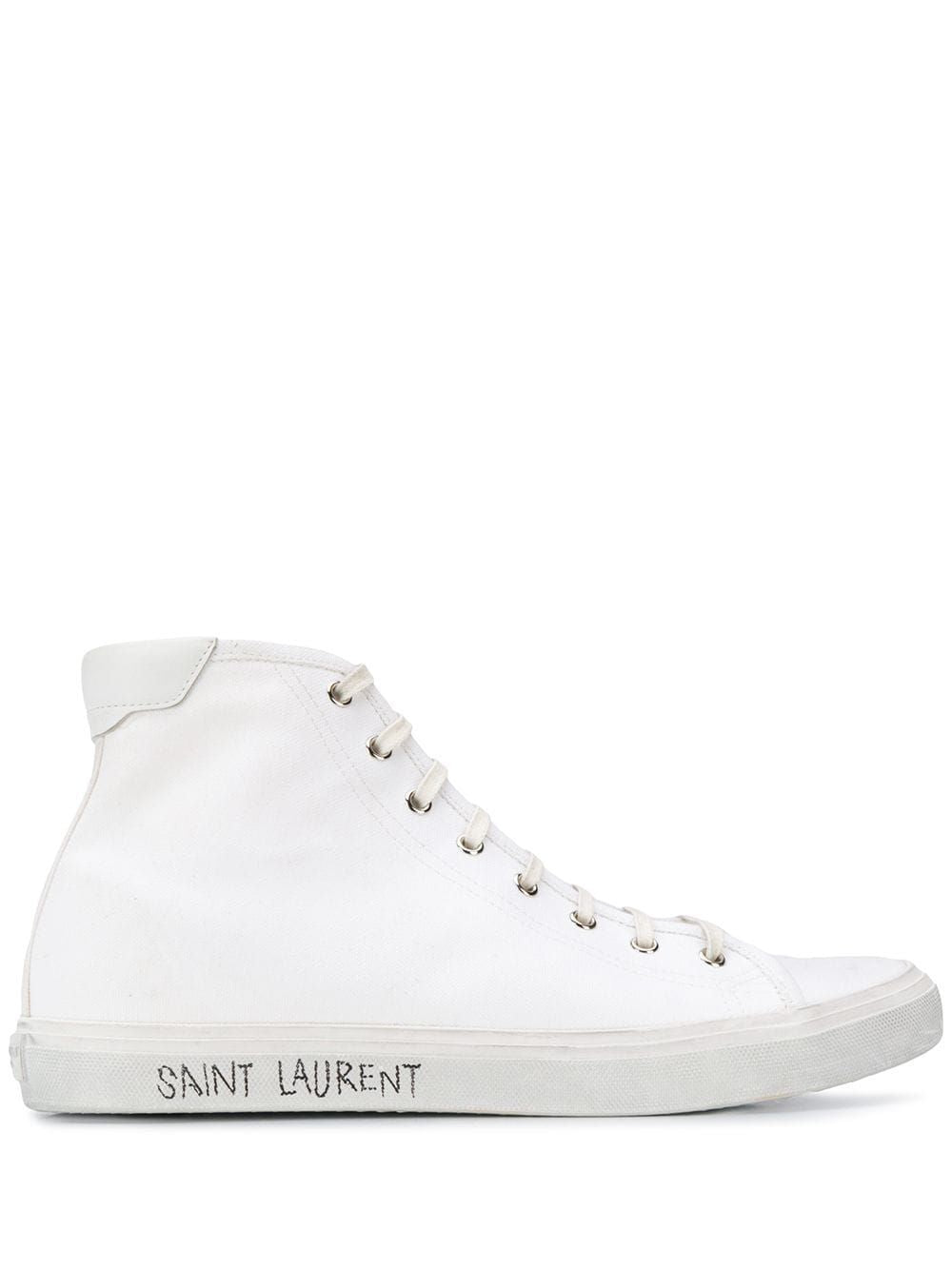 SAINT LAURENT Men's White Canvas High-Top Sneakers for FW23