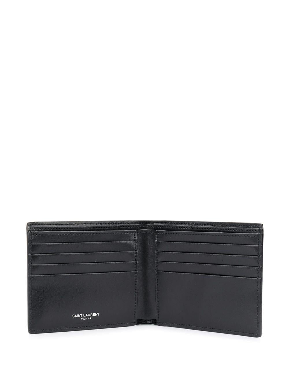 SAINT LAURENT Men's Black Monogram Wallet in Smooth Leather with Silver-Tone Accents