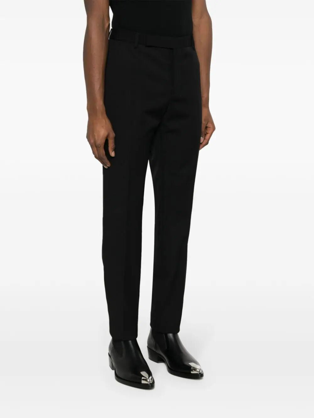 SAINT LAURENT Tailored Slim Fit Trousers for Men, Black Color, SS24 Season