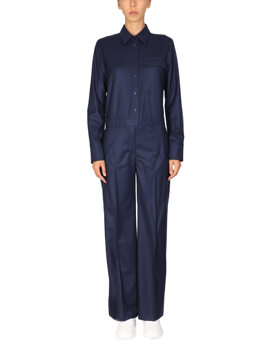 STELLA MCCARTNEY Wool Jumpsuit with Front Button and Zipper Closure