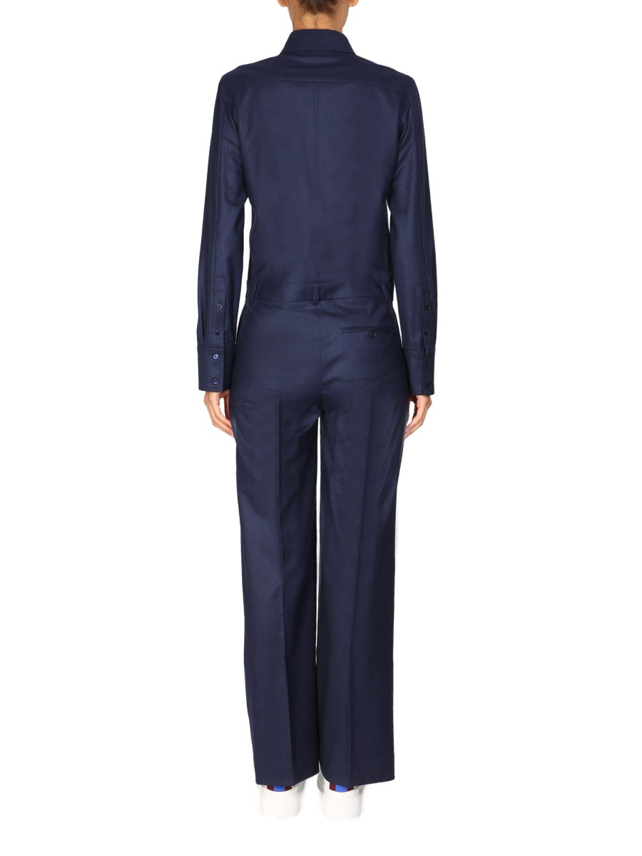 STELLA MCCARTNEY Wool Jumpsuit with Front Button and Zipper Closure