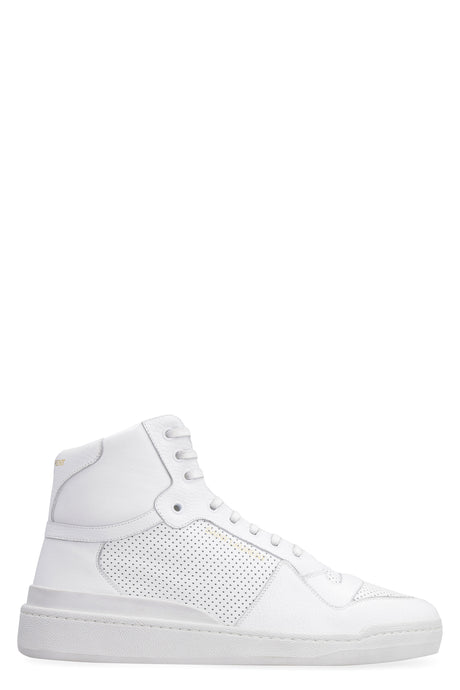 SAINT LAURENT White Leather Perforated Sneakers for Men