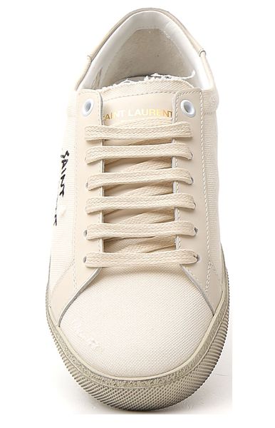 SAINT LAURENT Classic White Sneakers for Women with Embroidered Detail