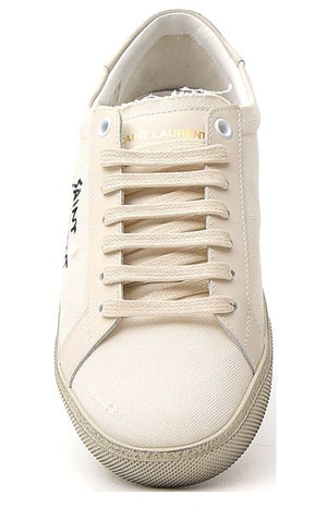 SAINT LAURENT Classic White Sneakers for Women with Embroidered Detail