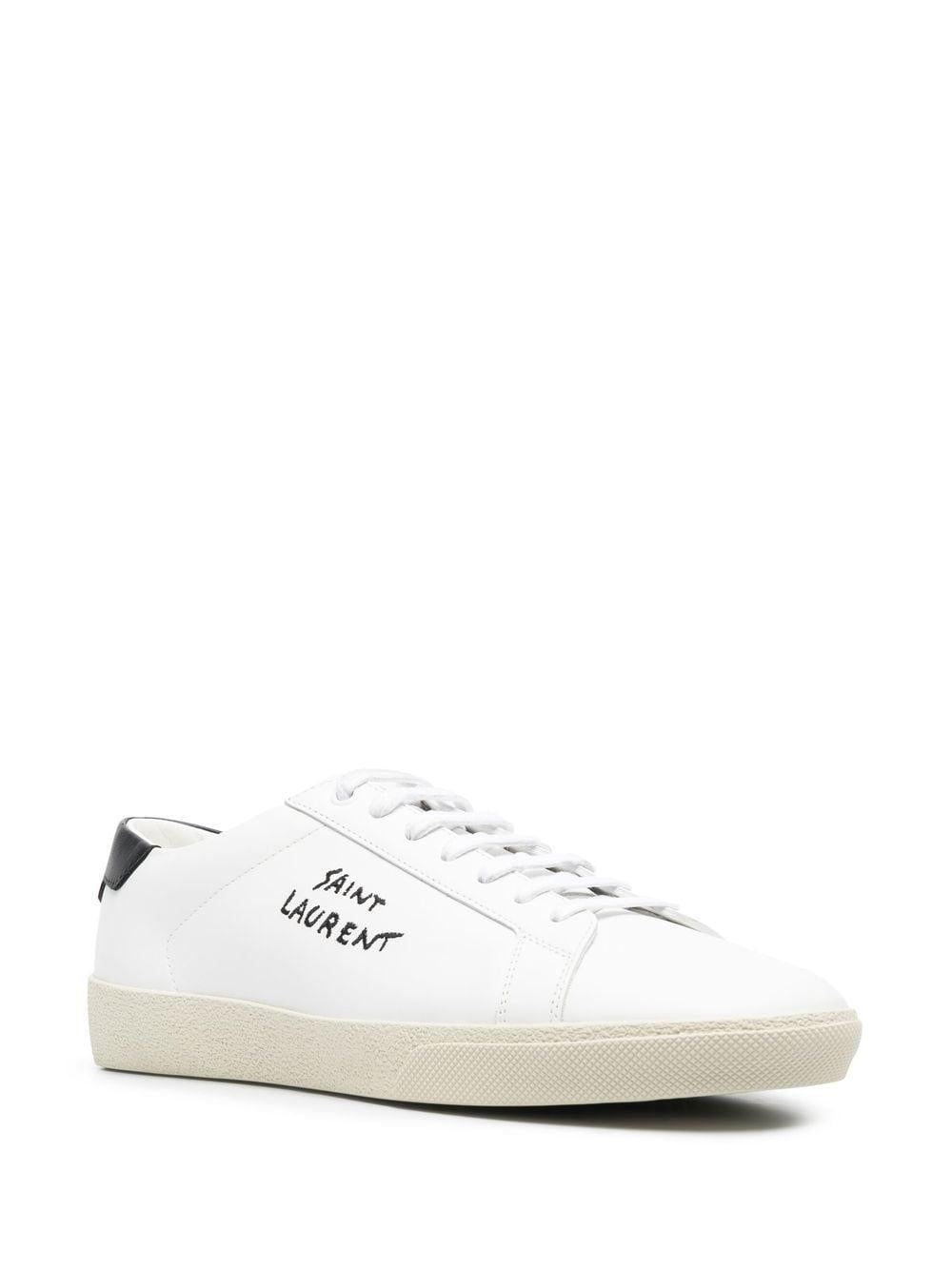 SAINT LAURENT Men's Low-Top Logo-Embroidered Sneakers