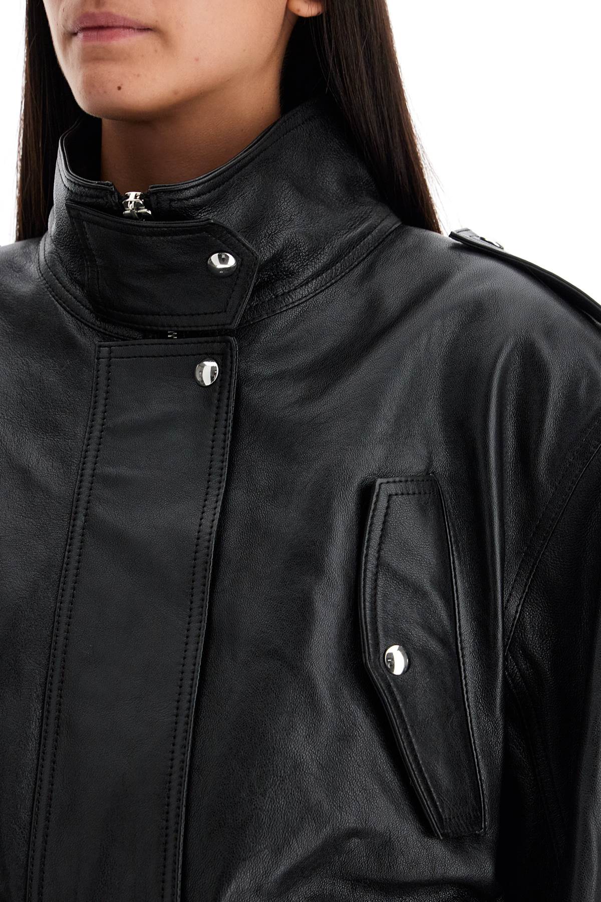 KHAITE  KEMBER BLACK LEATHER JACKET