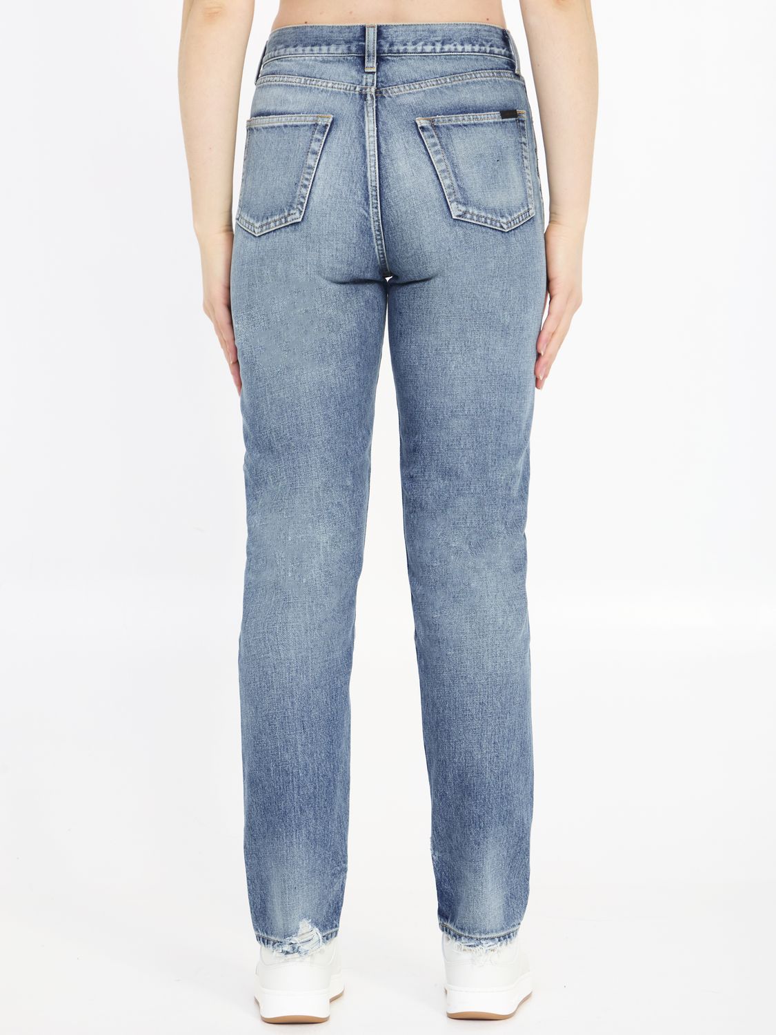 DéLAVé Quần Jean Denim Xanh Rách Cho Nữ