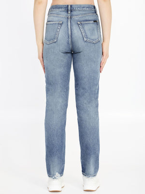 DéLAVé Quần Jean Denim Xanh Rách Cho Nữ