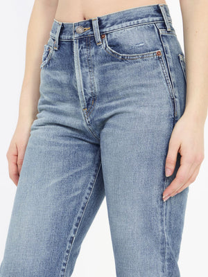 SAINT LAURENT Navy Distressed Denim Jeans for Women - 614443Y13KB