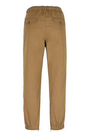 GUCCI Men's Striped Cotton Trousers with Elastic and Zippered Ankles