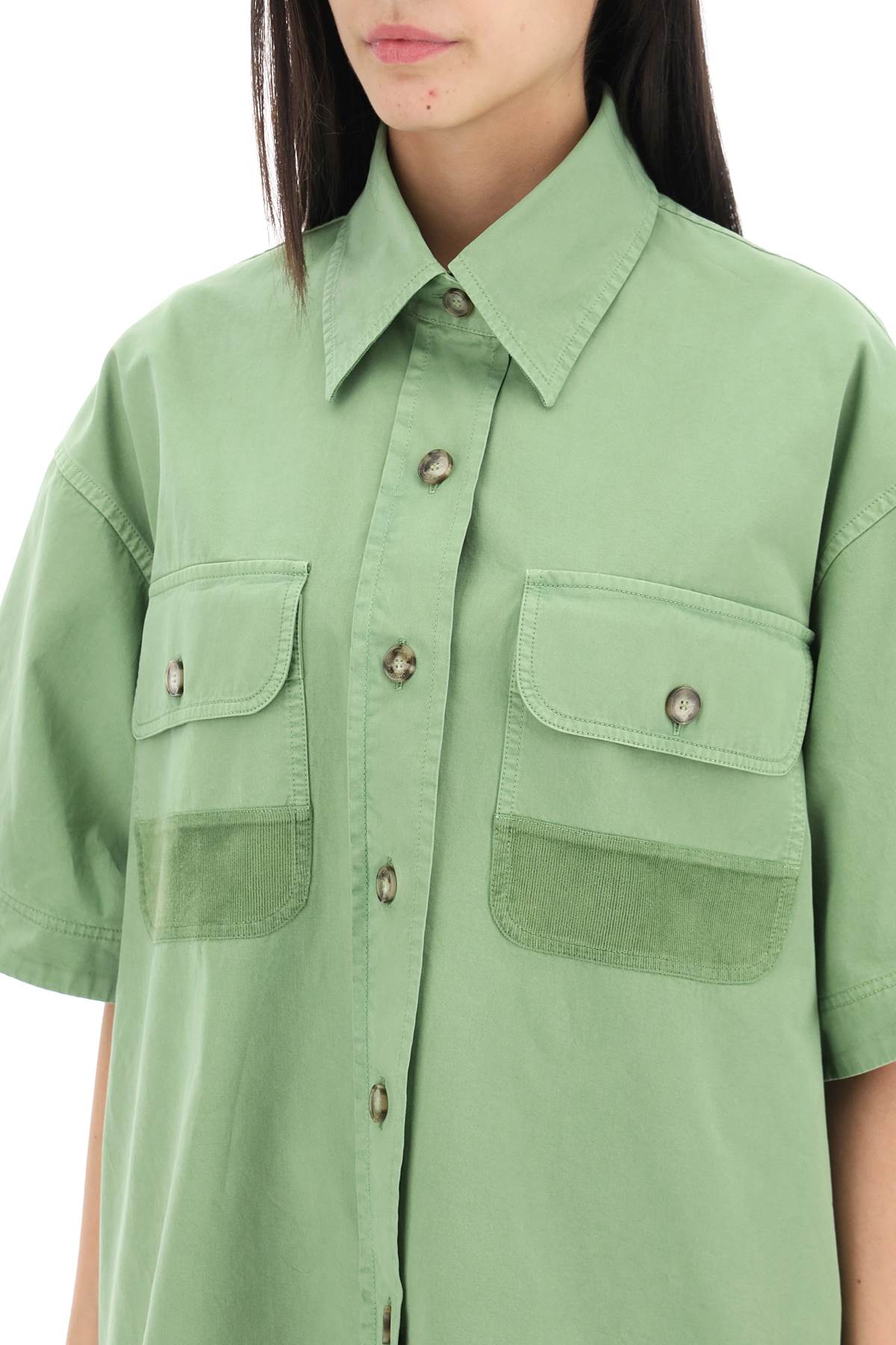 STELLA MCCARTNEY Organic Cotton Utility Shirt in Green for Women | SS24 Collection