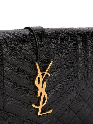 SAINT LAURENT Luxurious Black Leather Monogram Chained Wallet for Women