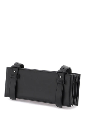 Y/PROJECT Mini Accordian Leather Crossbody Bag in Black with Adjustable Strap and Silver Accents