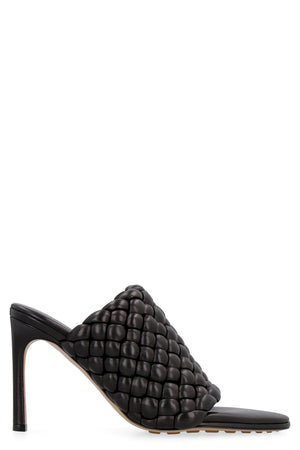 BOTTEGA VENETA Black Almond Toe Stiletto Heel Sandals for Women