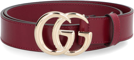 GUCCI Leather Belt with Gold-Tone Hardware - 6x4.7 cm Buckle